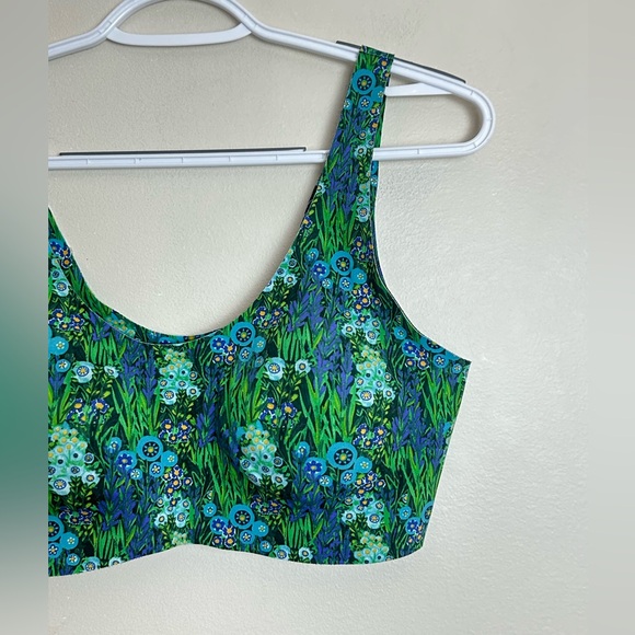 Knix x Anna Sui Floral Scoop Neck Crop Tank Size L Sports Bra Yoga Activewear - Picture 3 of 5